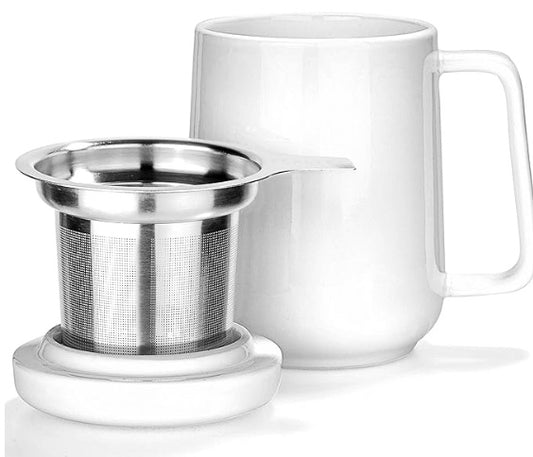 Peak Ceramic Mug w/ Infuser + Lid